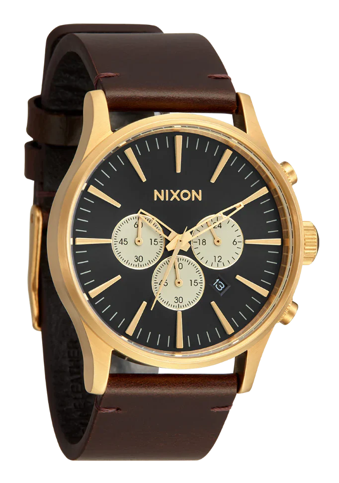 NIXON Sentry Chrono Leather Gold / Indigo - A1391-5033-00