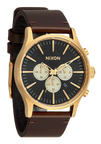 NIXON Sentry Chrono Leather Gold / Indigo - A1391-5033-00
