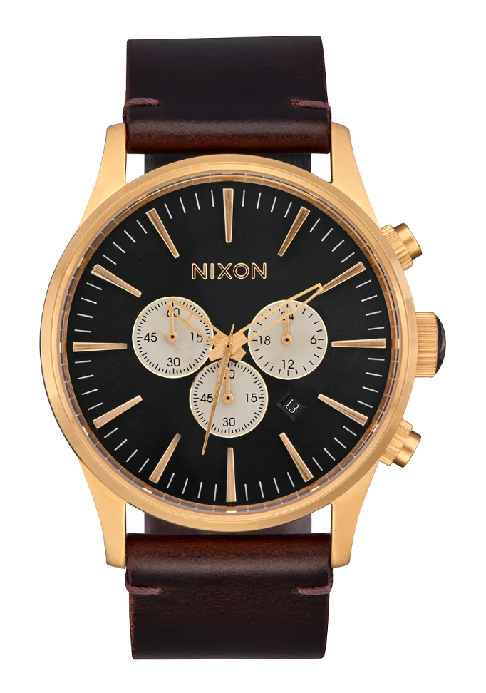 NIXON Sentry Chrono Leather Gold / Indigo - A1391-5033-00
