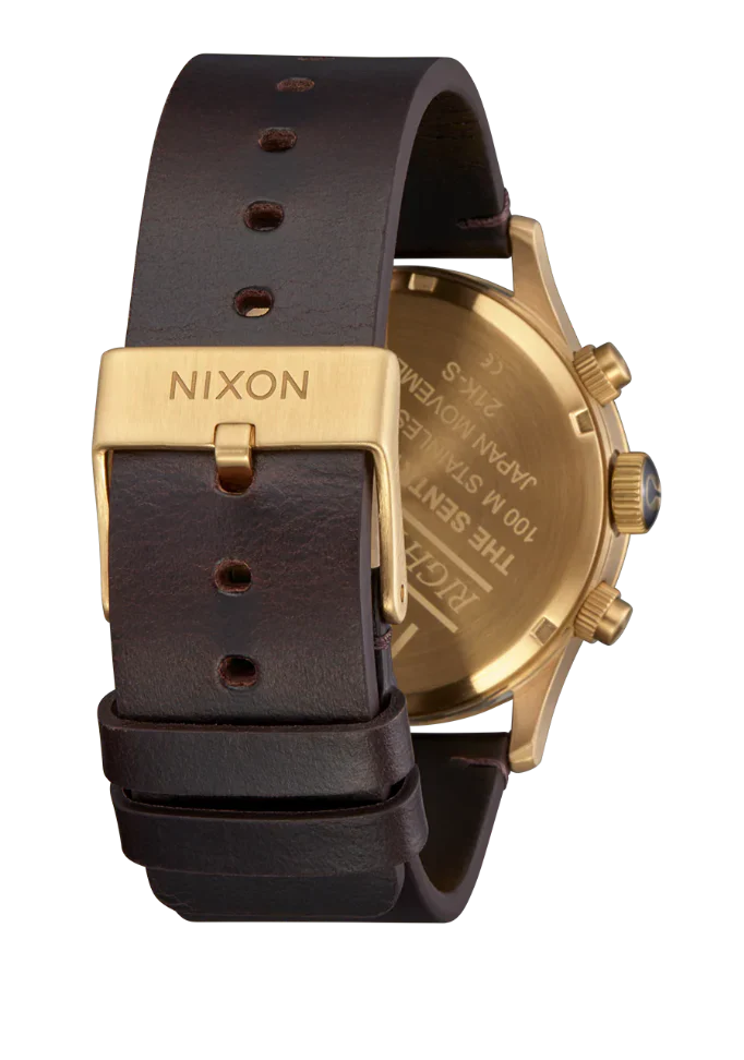 NIXON Sentry Chrono Leather Gold / Indigo - A1391-5033-00